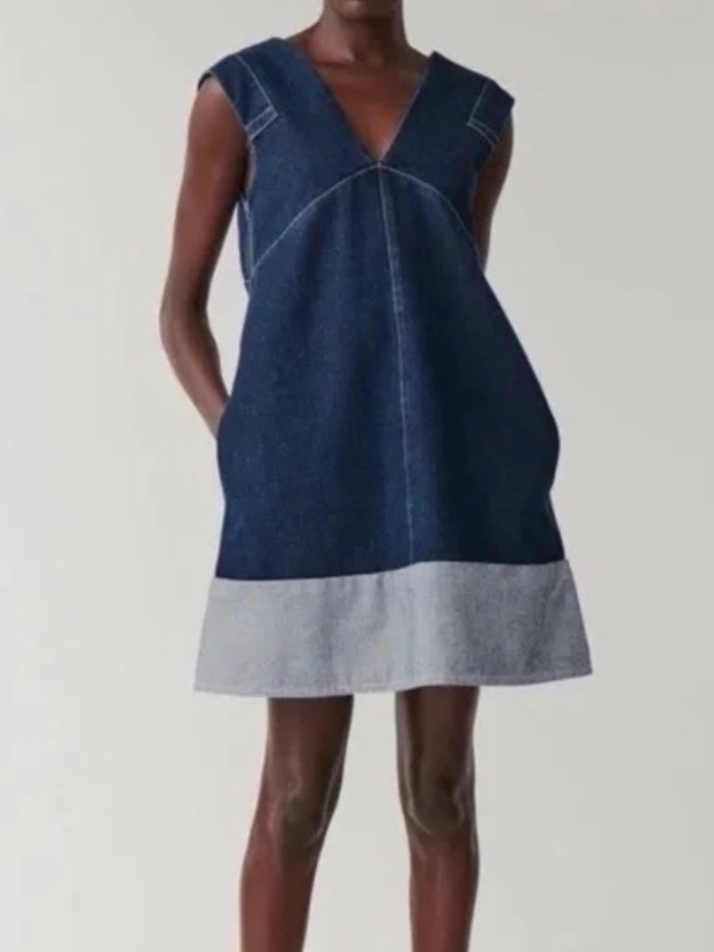 COS Dark Blue Denim Mini Dress with Light Hem **NEW